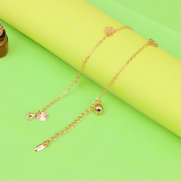 "Delicate Rose Gold Anklet with Lucky Charms & Adjustable Chain, XPAL1073 - Picture 11 of 12